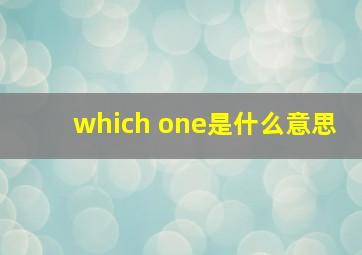 which one是什么意思